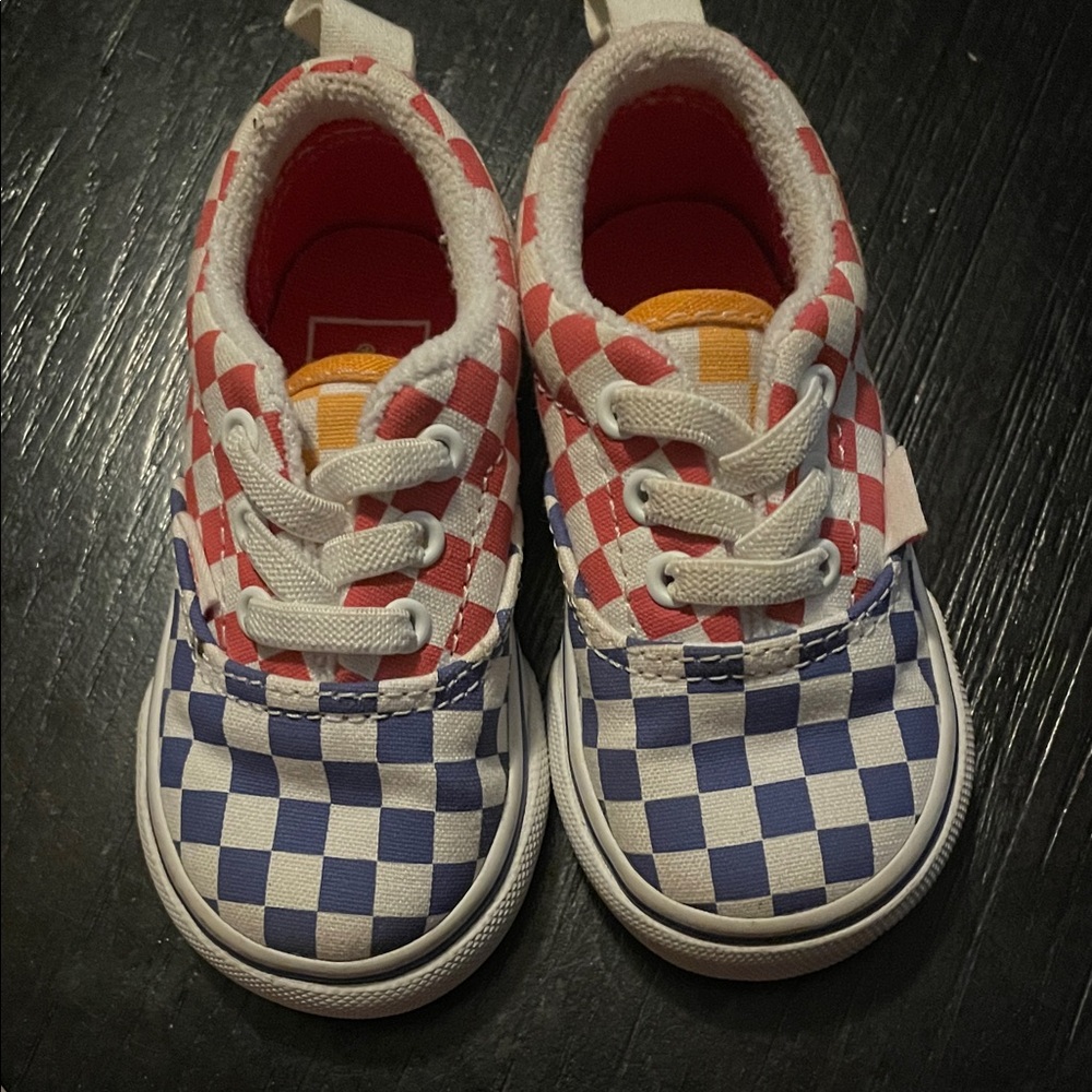 Kids Checkered Sneakers - Red,Yellow, Blue, and White